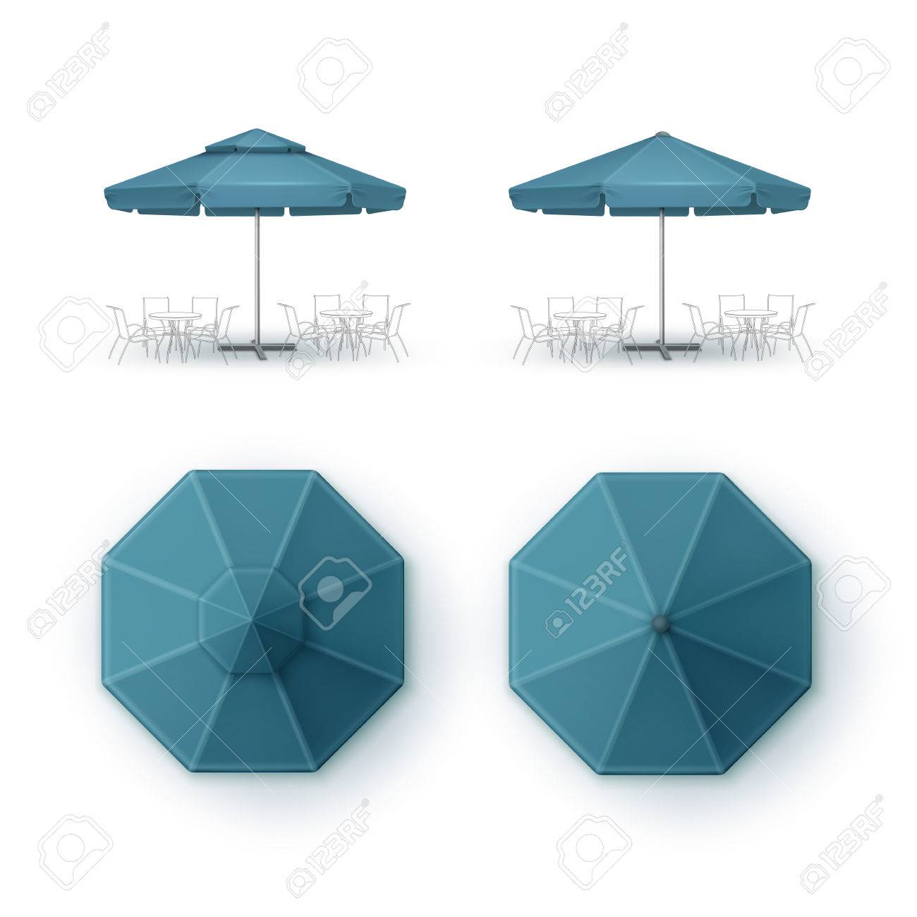 Vector Set Of Blue Blank Patio Outdoor Market Beach Cafe Bar Vector Set Of Blue Blank Patio Outdoor Market Beach Cafe Bar