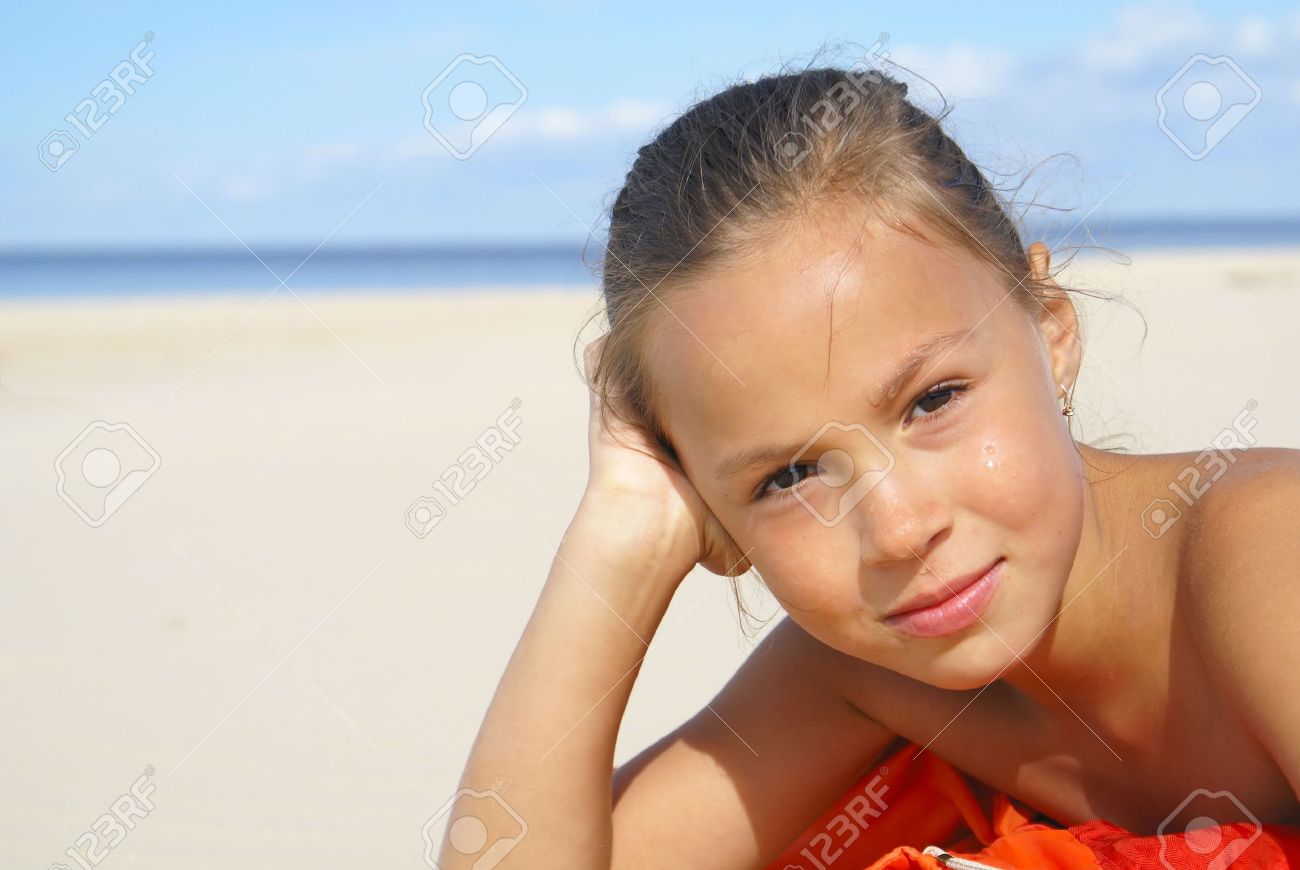 Preteen Girl On A Beach Stock Photo, Picture And Royalty Free Image. Image  3909696.