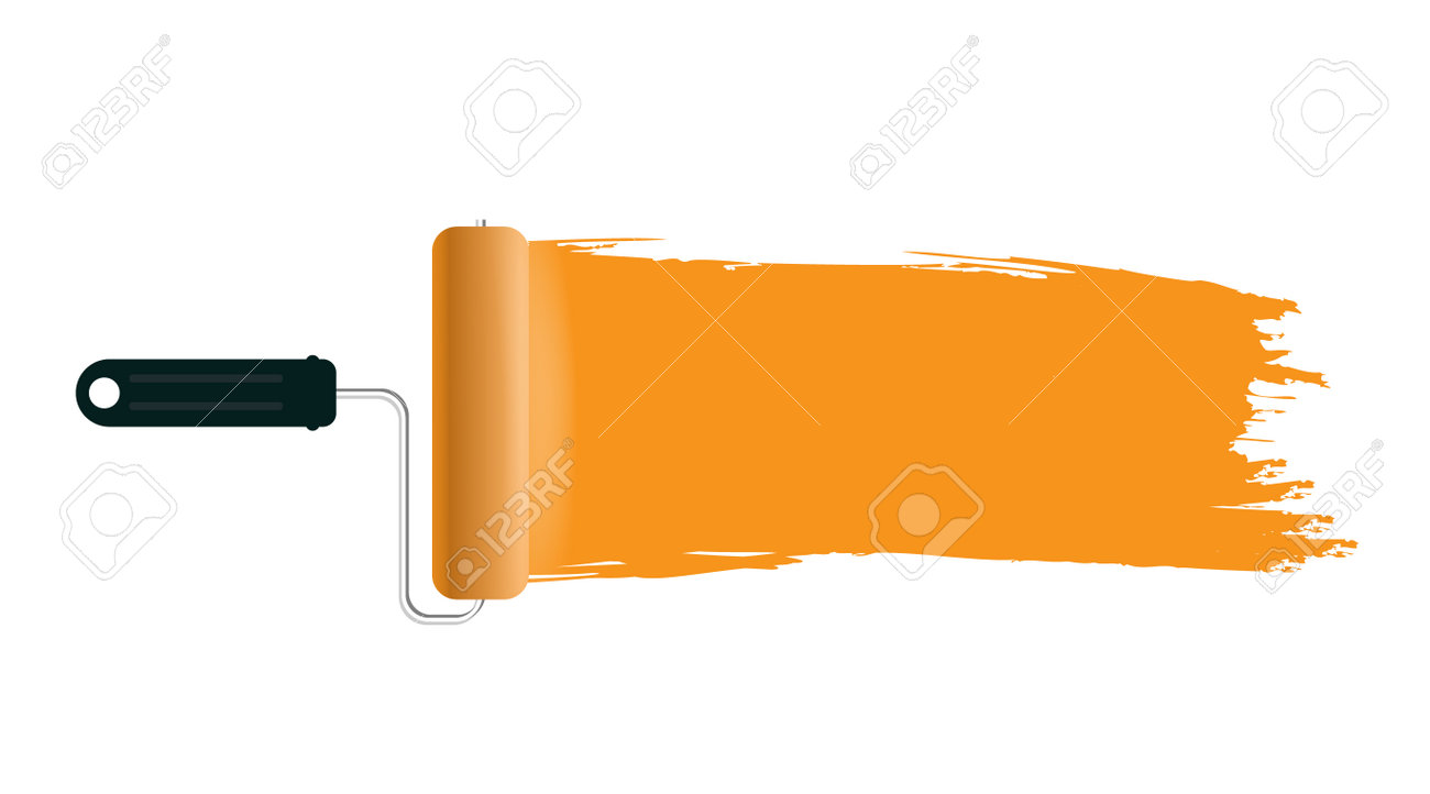 Paint Roller With Brush Line. Vector Royalty Free SVG, Cliparts, Vectors,  and Stock Illustration. Image 197478425., image size:1300x722