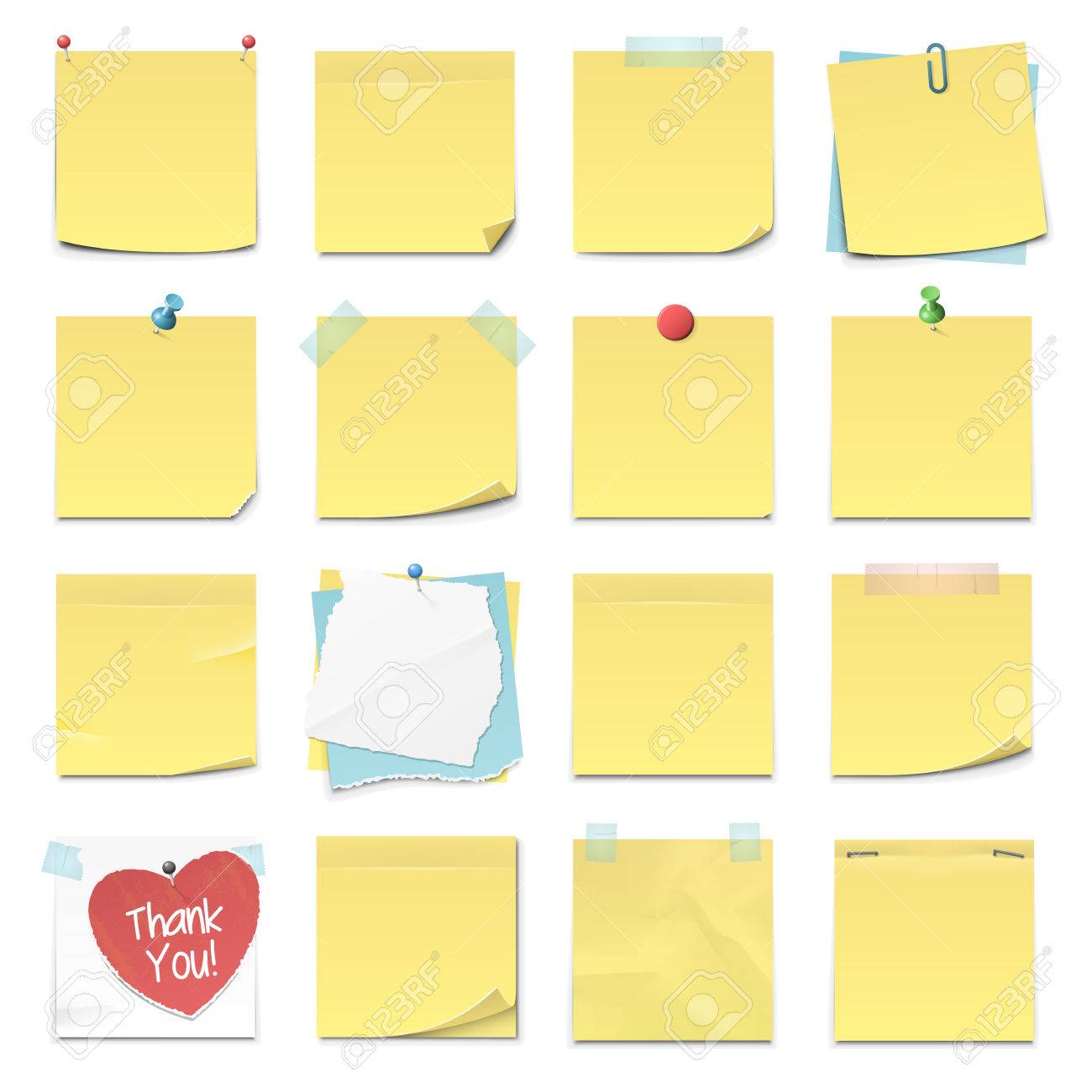 set of sixteen different sticky notes in vector format royalty free sticky notes format