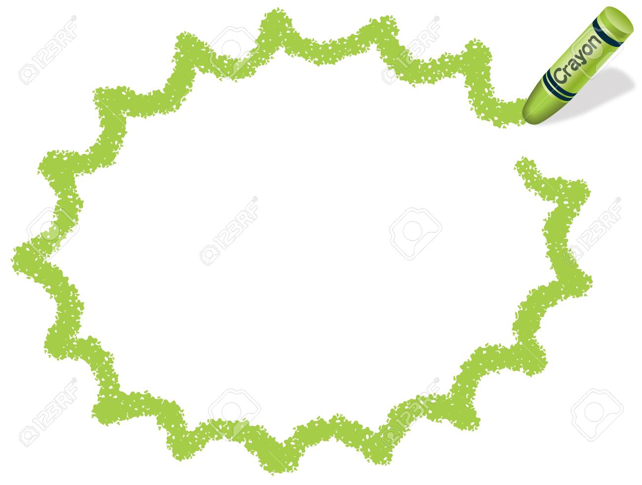 クレヨンで描かれた黄色い緑色のベクトルフレームのイラストです のイラスト素材 ベクタ Image