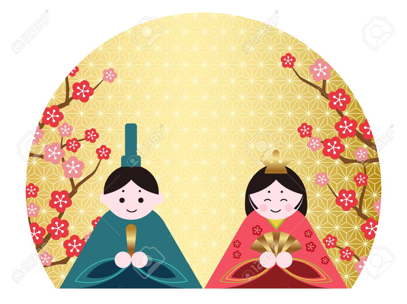 人形祭り ひな祭り の2つの人形のベクトルイラスト のイラスト素材 ベクタ Image