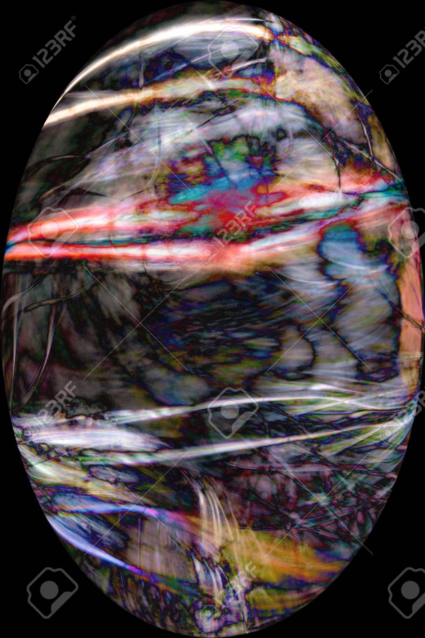 100 倍で輝く多色クモの糸の明るく 元気な抽象的な顕微鏡デジタル偏波楕円形のビネットを変更しました の写真素材 画像素材 Image