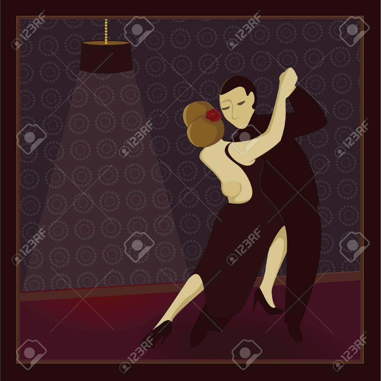 薄暗いダンス クラブで二人のダンサー のイラスト素材 ベクタ Image