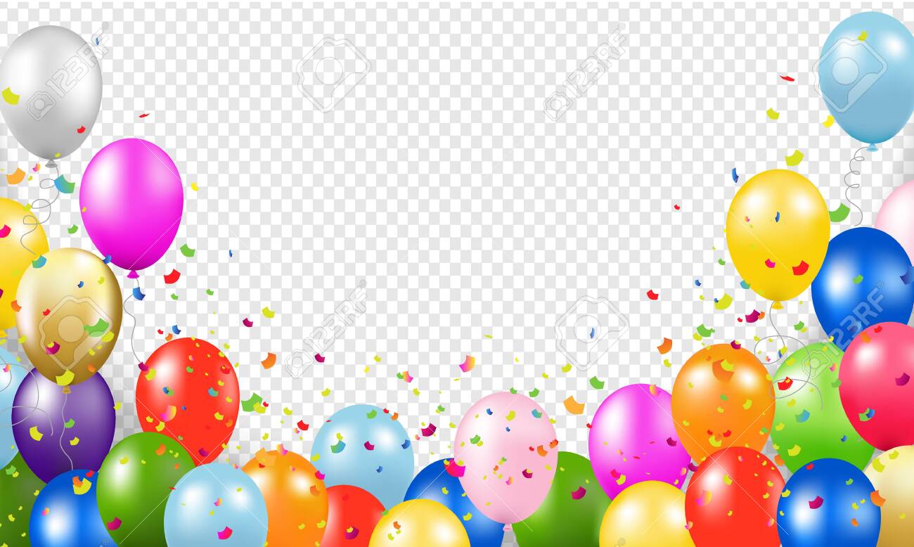 Happy Birthday Banner With Balloons Transparent Background Royalty Free Cliparts Vectors And Stock Illustration Image