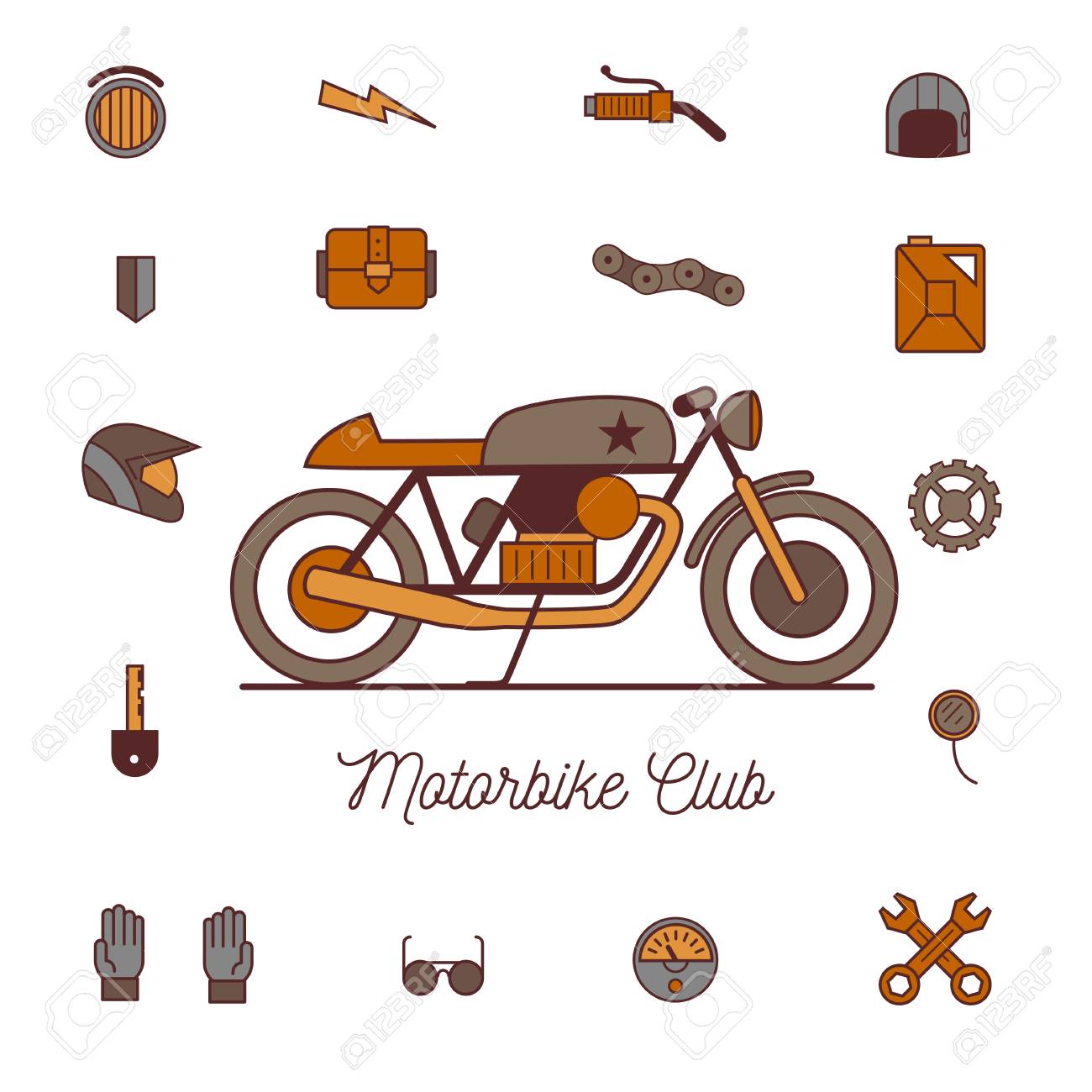 Iconos De Accesorios De Moto Racer Ilustraciones Svg, Vectoriales, Clip Vectorizado Libre De Derechos. Image 69055061.