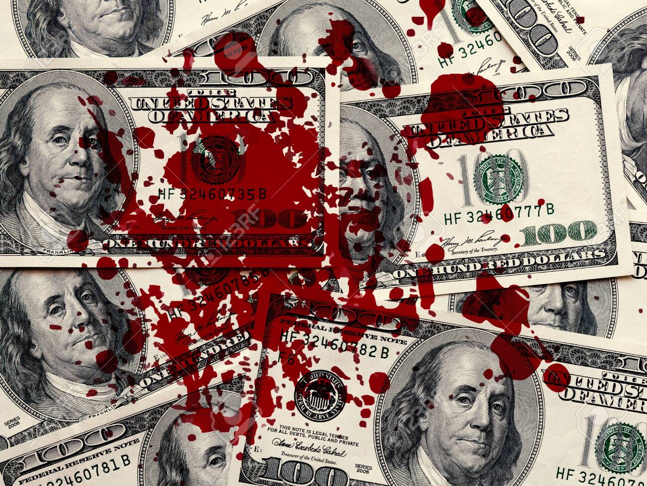 100달러 지폐에 불법 돈 핏자국 로열티 무료 사진, 그림, 이미지 그리고 스톡포토그래피. Image 120089171