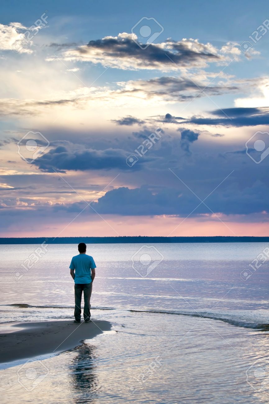 alone man at sea