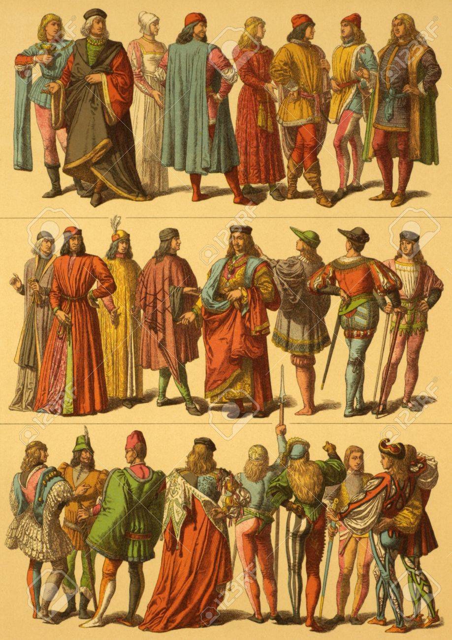 15th Century Italian Costumes On Engraving From 10 By Fr Hottenroth Stock Photo Picture And Royalty Free Image Image