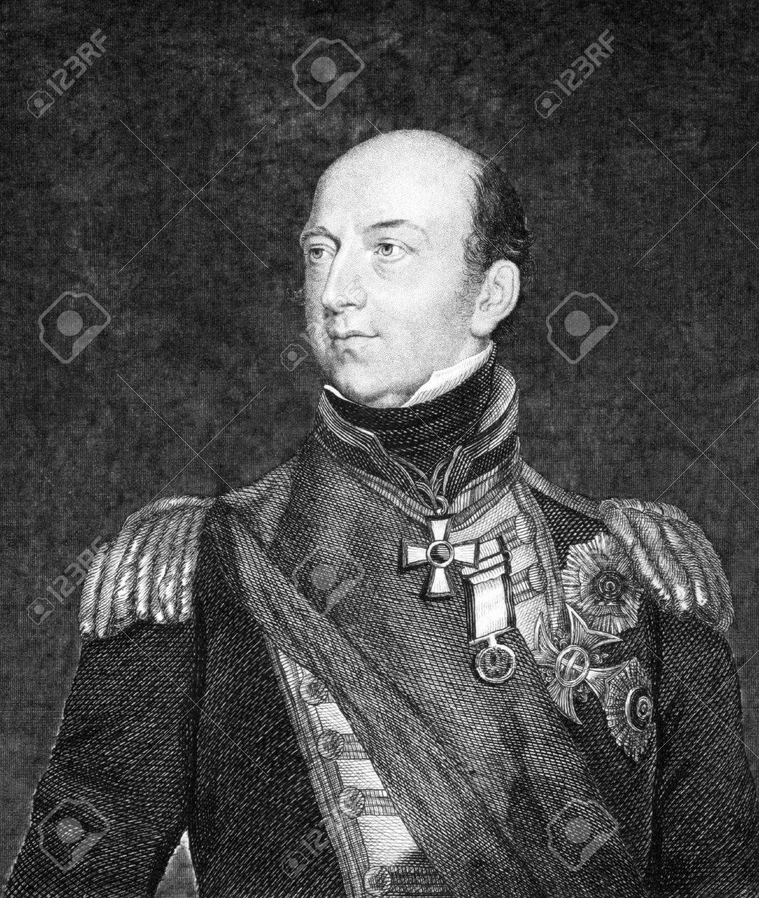 1859 年から彫刻のエドワード コドリントン 1770年 1851 イギリスの海軍大将 Navarino の戦い トラファルガーの英雄 不明なアーティストによって刻まれ 1859年マイヤーズ Konversations Lexikon ドイツで公開されました の写真素材 画像素材 Image