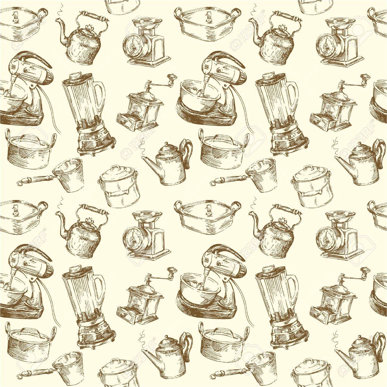 Vintage Kitchen Utensils Illustration kitchen utensils seamless wallpaper royalty free cliparts, vectors Vintage Kitchen Utensils Illustration kitchen utensils seamless wallpaper royalty free cliparts, vectors