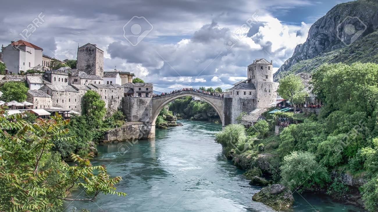 Mostar, Bosnia Herzegovina - May 1, 2014: Stari Most bridge in Mostar - 62799550 Mostar, Bosnia Herzegovina - May 1, 2014: Stari Most bridge in Mostar - 62799550