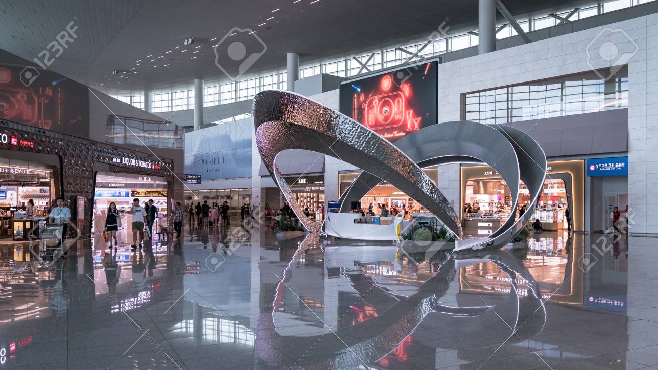 Incheon, South Korea - August 2018: View of Incheon International Airport interior - 114034496 Incheon, South Korea - August 2018: View of Incheon International Airport interior - 114034496