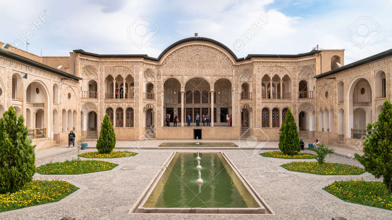Kashan, Iran - May 2019: Tourists visiting Tabatabaei Natanzi Khaneh Historical House. Wonderful Persian architecture. Kashan is a popular tourist destination of the Middle East. - 164356044 Kashan, Iran - May 2019: Tourists visiting Tabatabaei Natanzi Khaneh Historical House. Wonderful Persian architecture. Kashan is a popular tourist destination of the Middle East. - 164356044