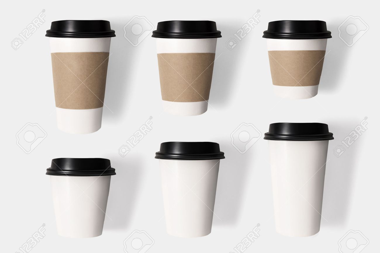 design concept of mockup coffee cup set on isolated on white stock coffee mockup