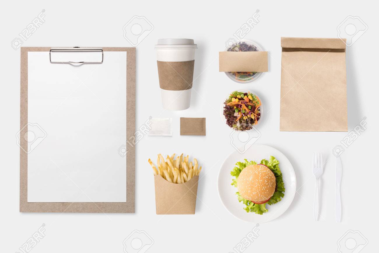 Download Design Concept Of Mockup Burger Salad Coffee Cup French Fries Set Isolated On White Background Stock Photo Picture And Royalty Free Image Image 61637904