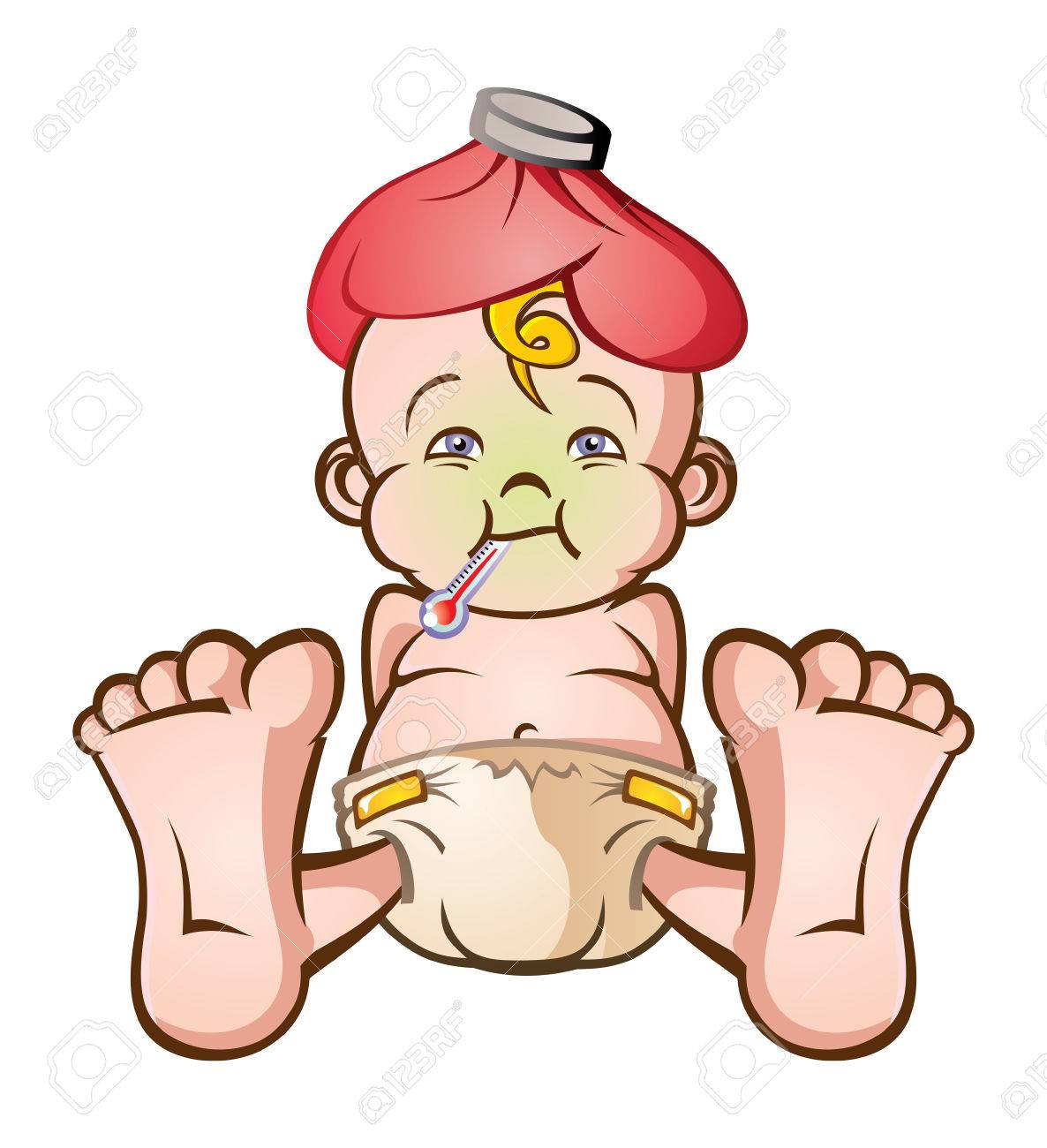 Malade Personnage De Dessin Anime De Bebe Clip Art Libres De Droits Vecteurs Et Illustration Image