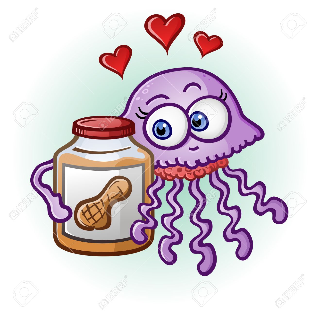 Peanut Butter And Jelly Fish Cartoon Character Royalty Free