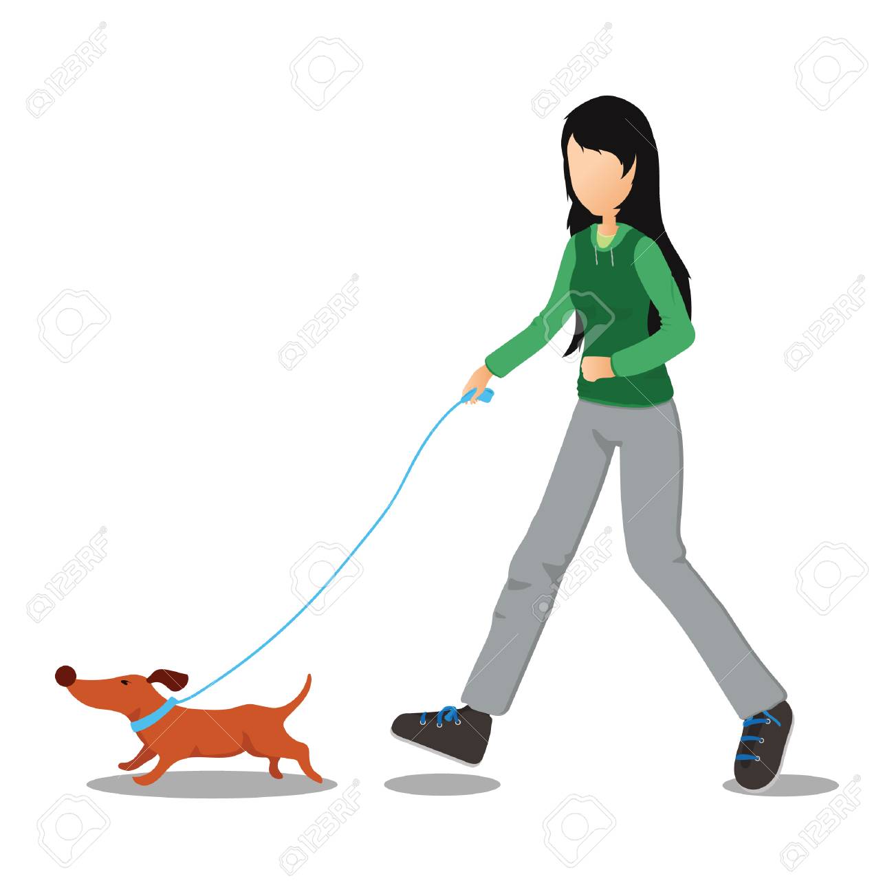 女性撮影犬の散歩のイラスト素材 ベクタ Image 女性撮影犬の散歩のイラスト素材 ベクタ Image