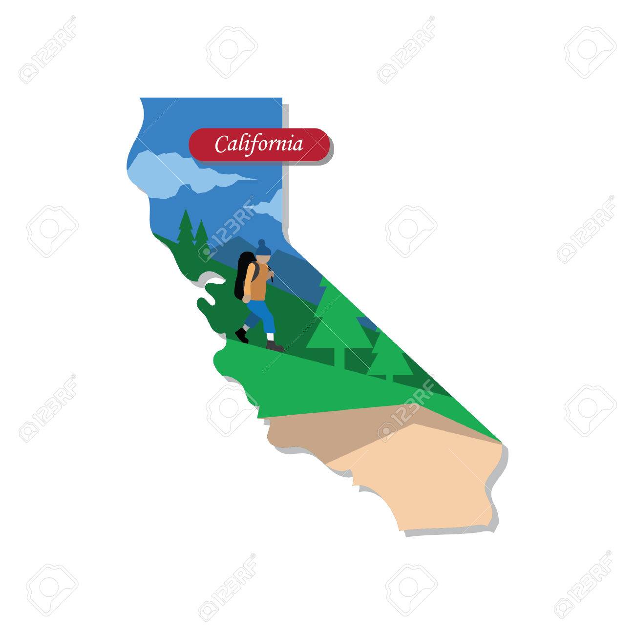 カリフォルニア州地図 のイラスト素材 ベクタ Image