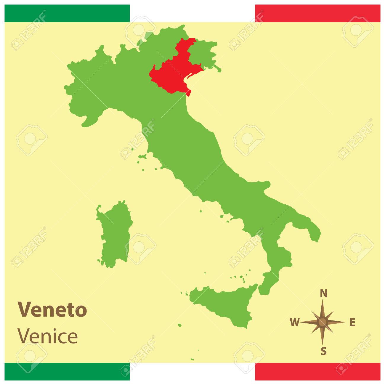 Venetie Sur La Carte De L Italie Clip Art Libres De Droits Vecteurs Et Illustration Image