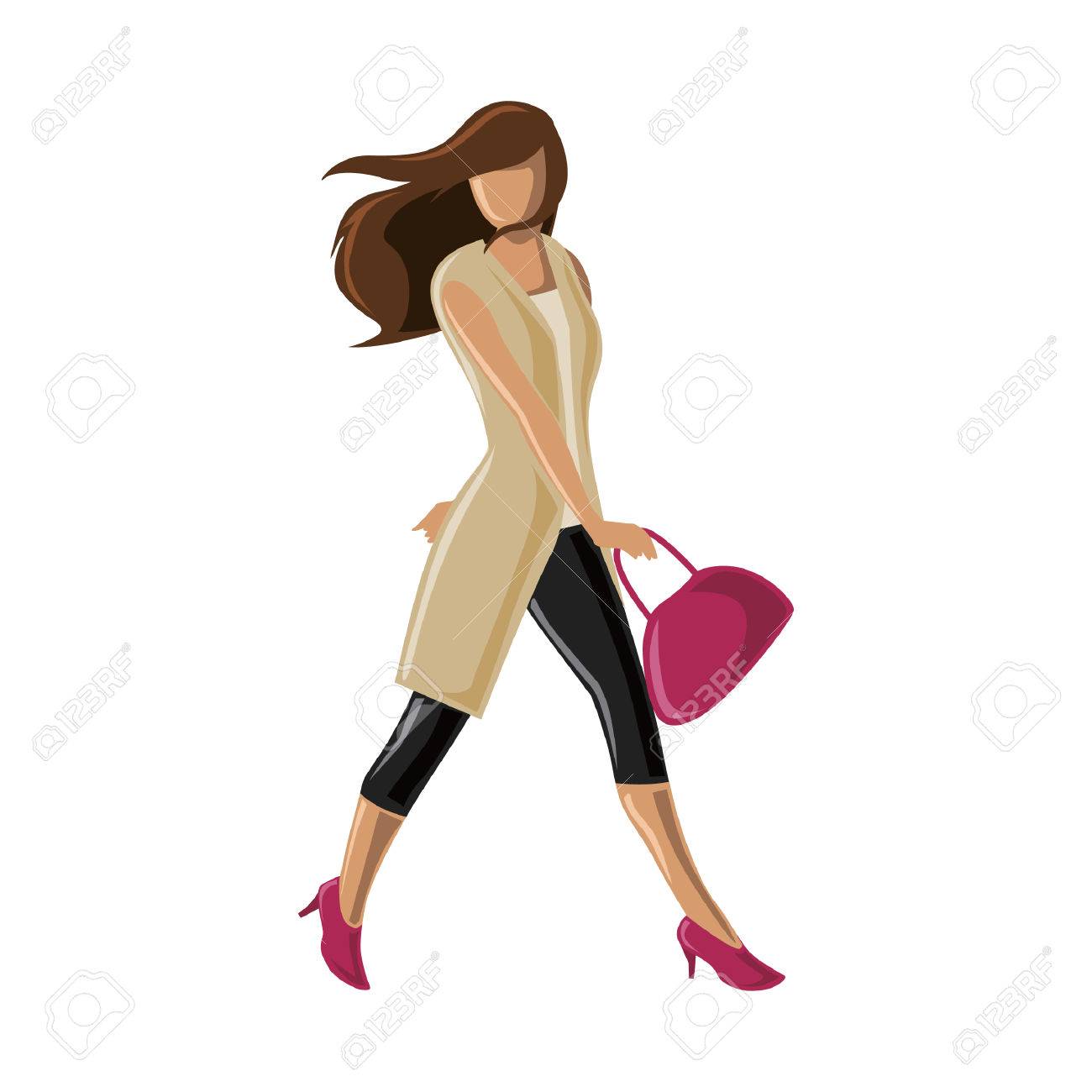 Woman Walking With Handbag Free Vector and graphic 51428814., image size:1300x1300