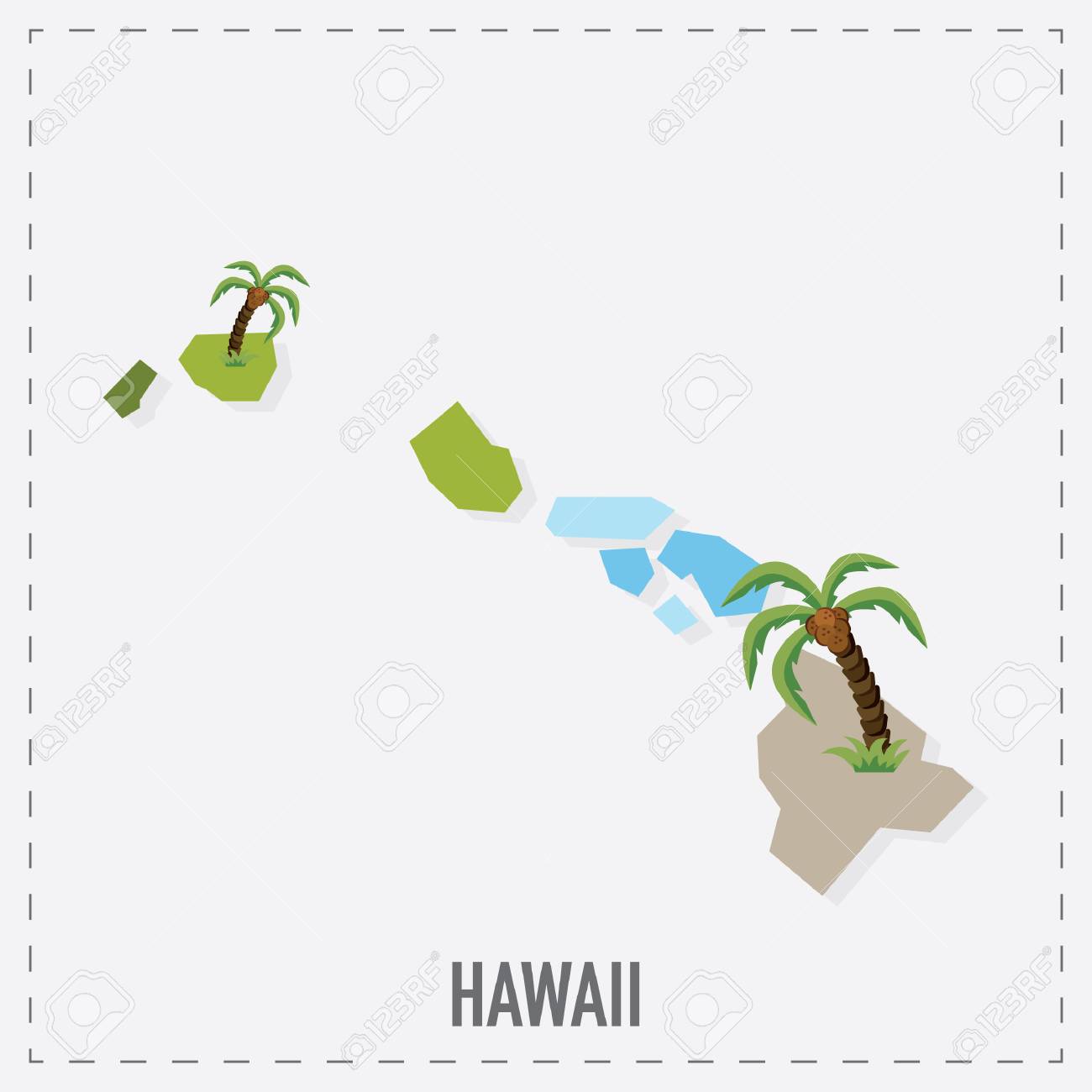 ハワイ地図表示ステッカーのイラスト素材 ベクタ Image