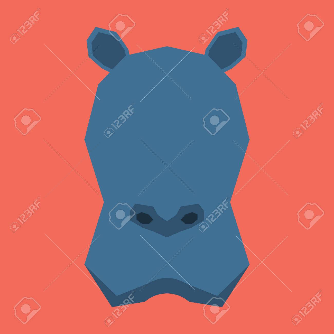 カバ顔のシルエットのイラスト素材 ベクタ Image