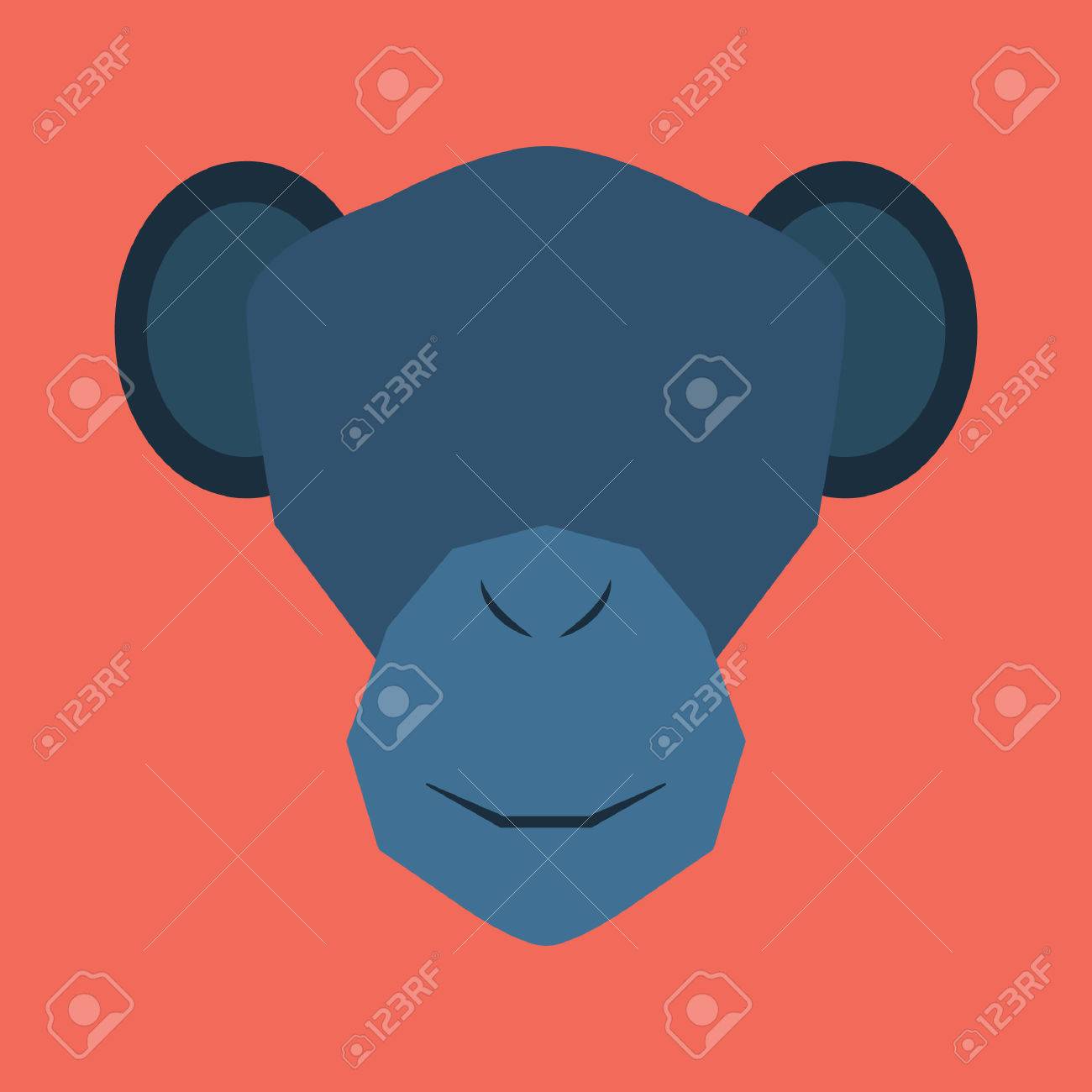 猿顔のシルエット無料ベクター イラスト