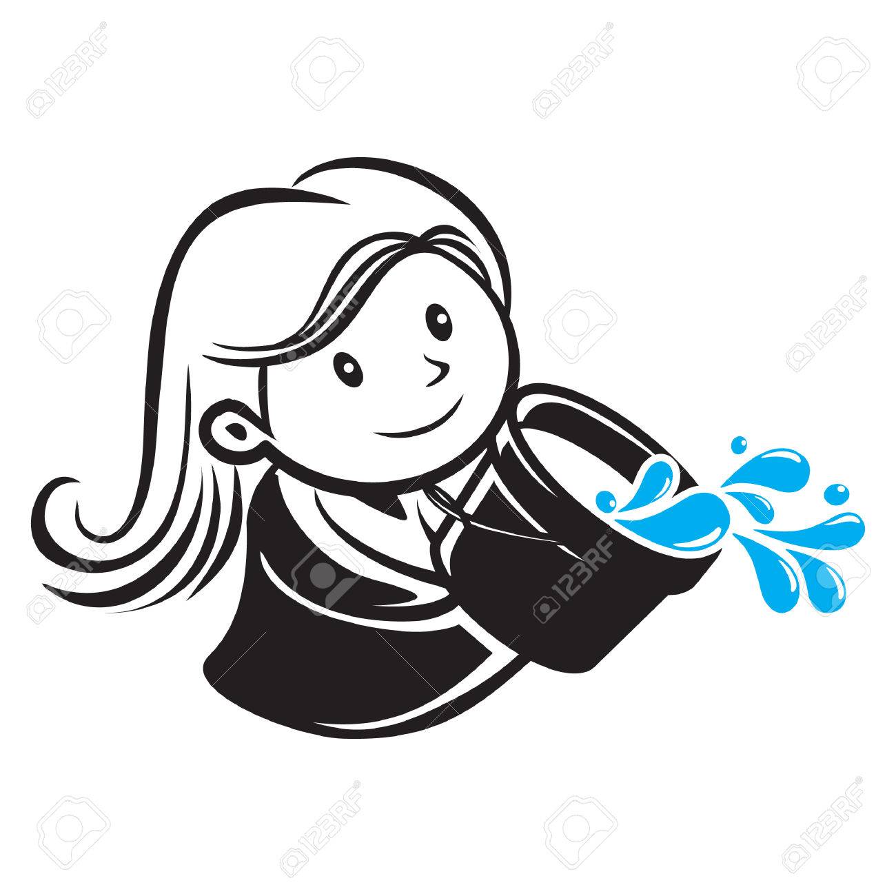 水バケツを持つ少女 のイラスト素材 ベクタ Image