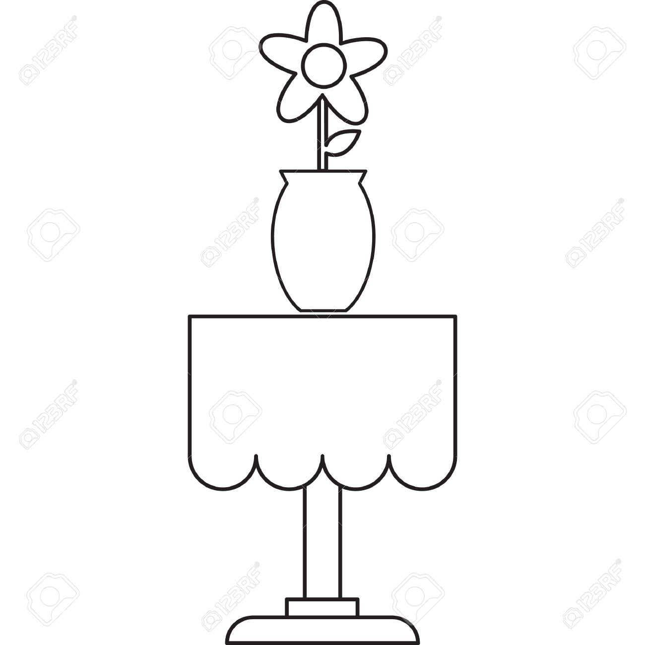 Flower With Vase On Side Table Royalty Free Cliparts Vectors And Stock Illustration Image 52661299