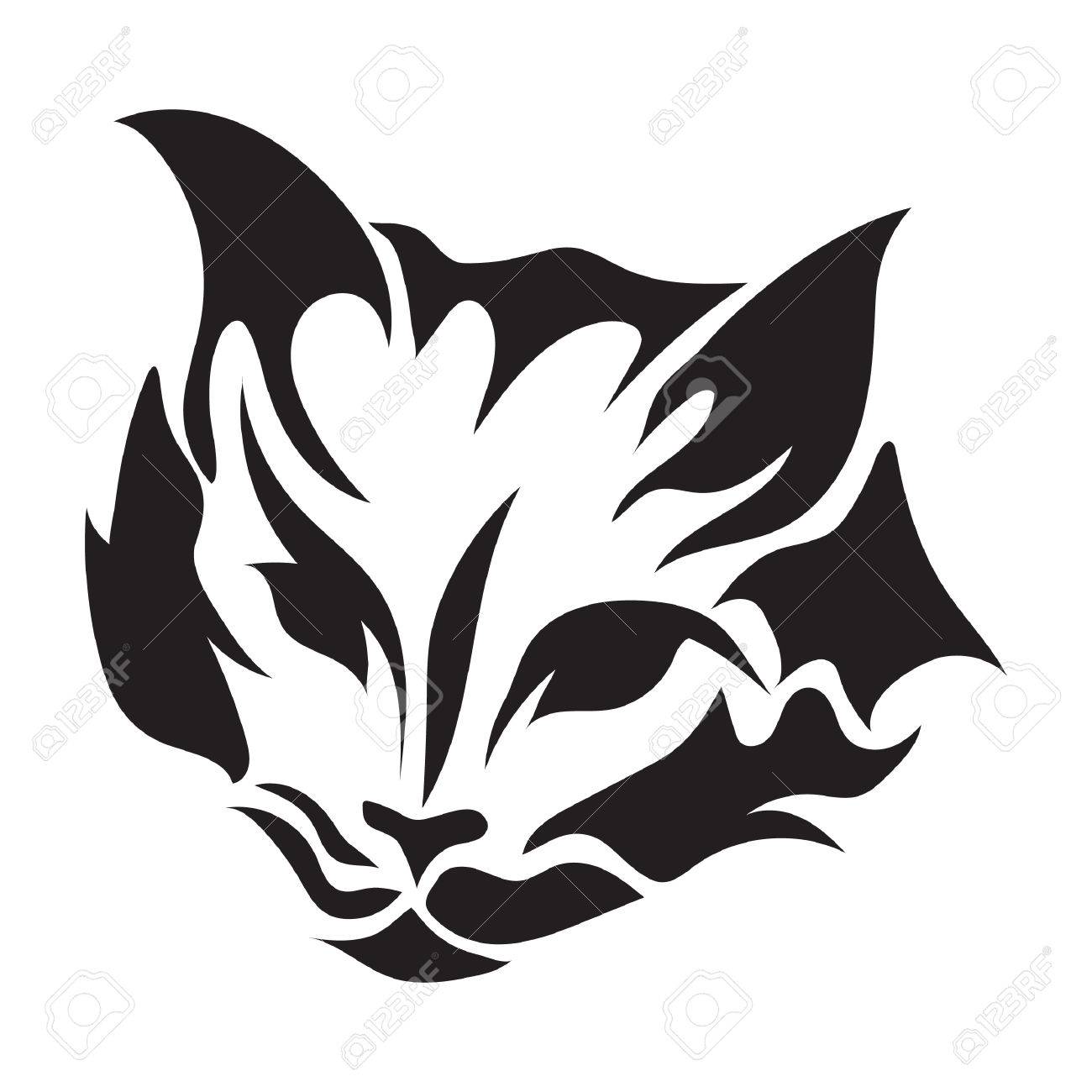 猫のタトゥーのデザイン のイラスト素材 ベクタ Image
