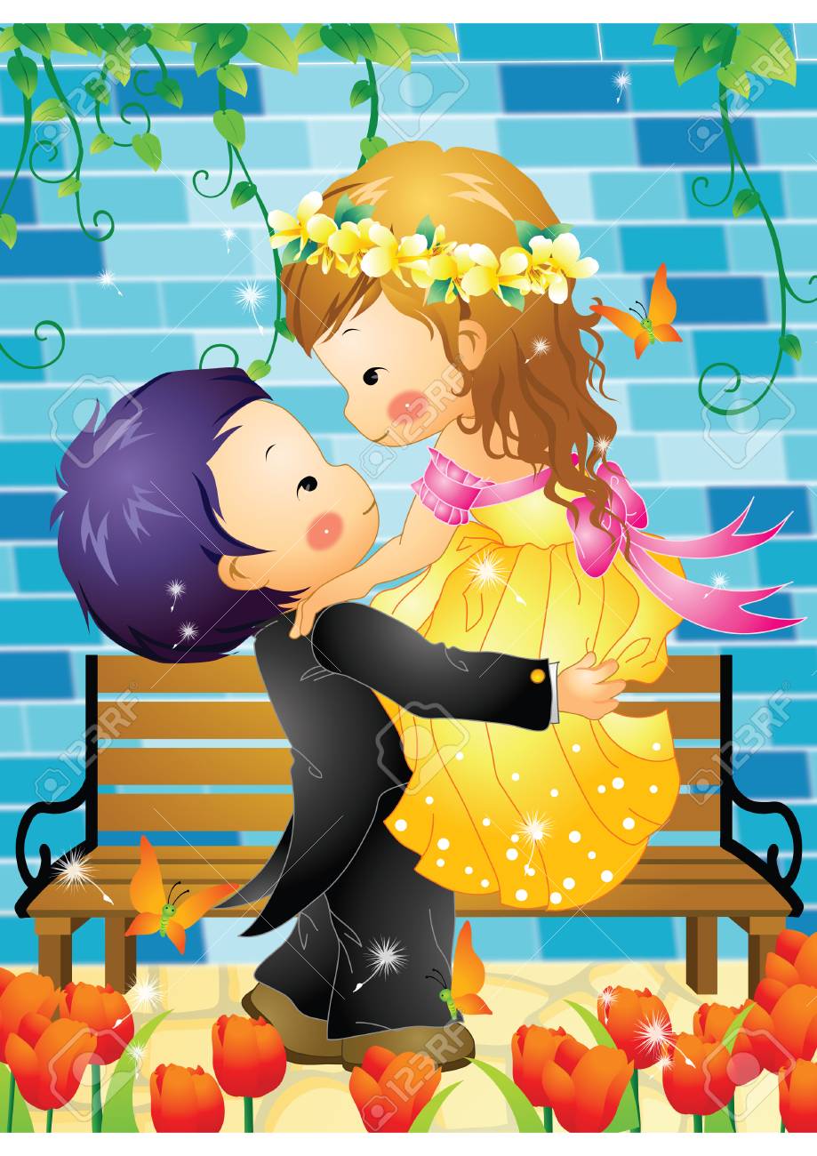 男の子 女の子を持ち上げるのイラスト素材 ベクタ Image