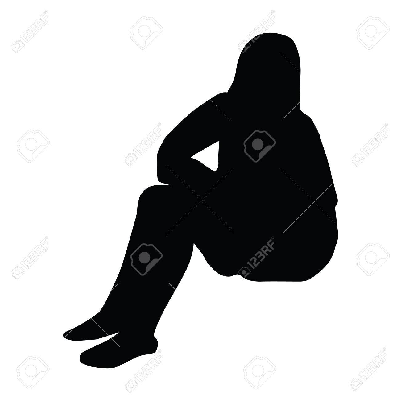 Silhouette Of Woman Sitting Free Vector and graphic 52791135., image size:1300x1300