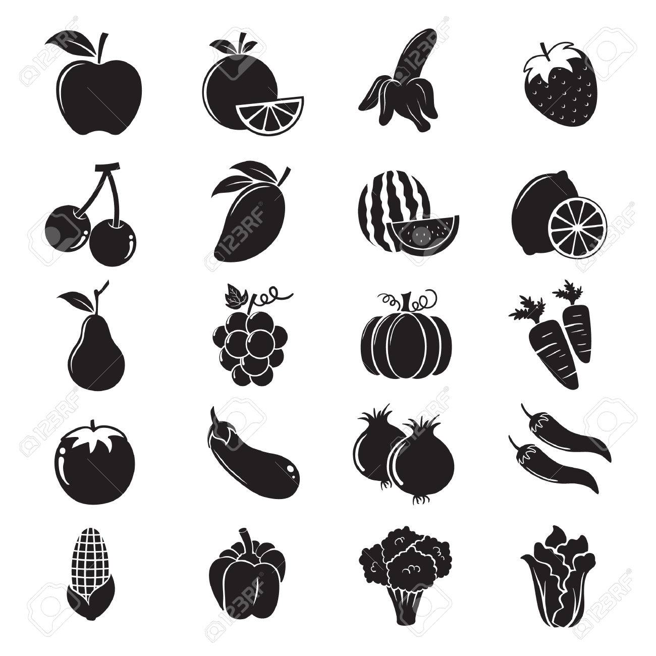 Fruit And Vegetable Silhouettes Free Vector And Graphic 52791144.