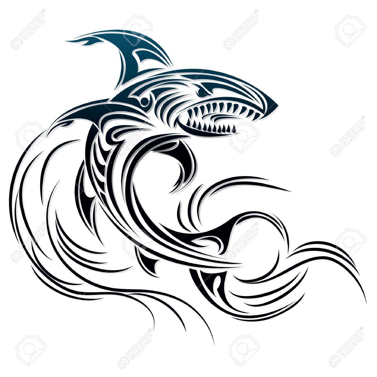 サメのタトゥー のイラスト素材 ベクタ Image