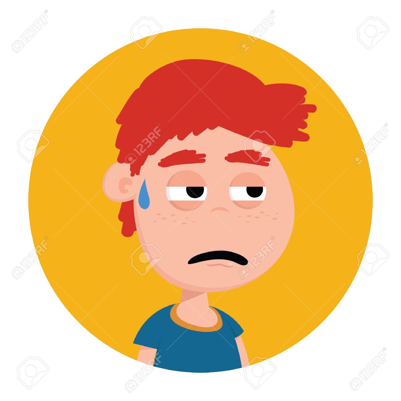 疲れた顔を持つ少年 のイラスト素材 ベクタ Image
