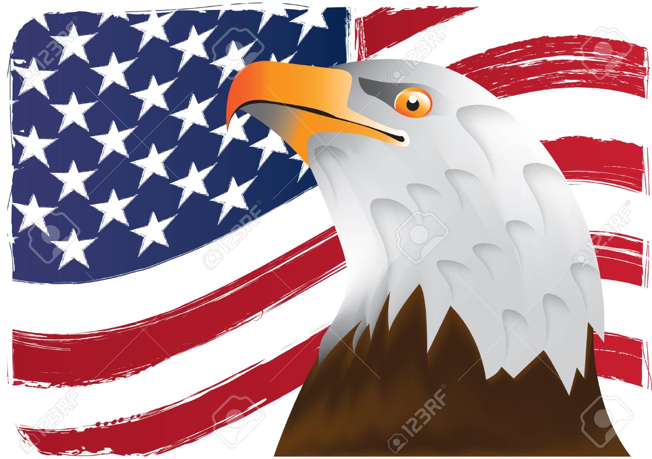 Drapeau Americain Avec Aigle Clip Art Libres De Droits Vecteurs Et Illustration Image
