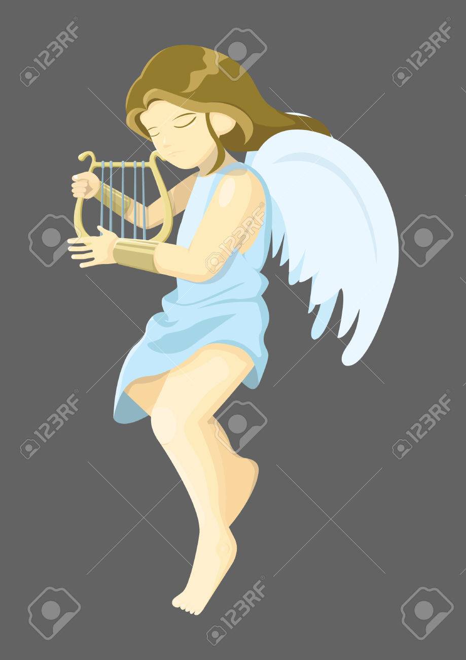 エンジェル ハープ演奏のイラスト素材 ベクタ Image