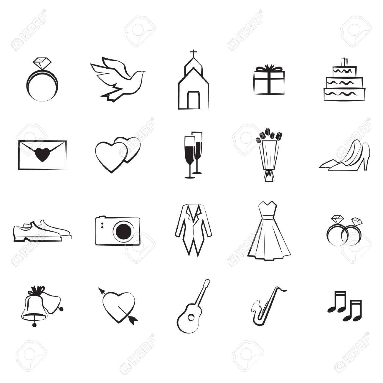 結婚式のアイコンのセット のイラスト素材 ベクタ Image