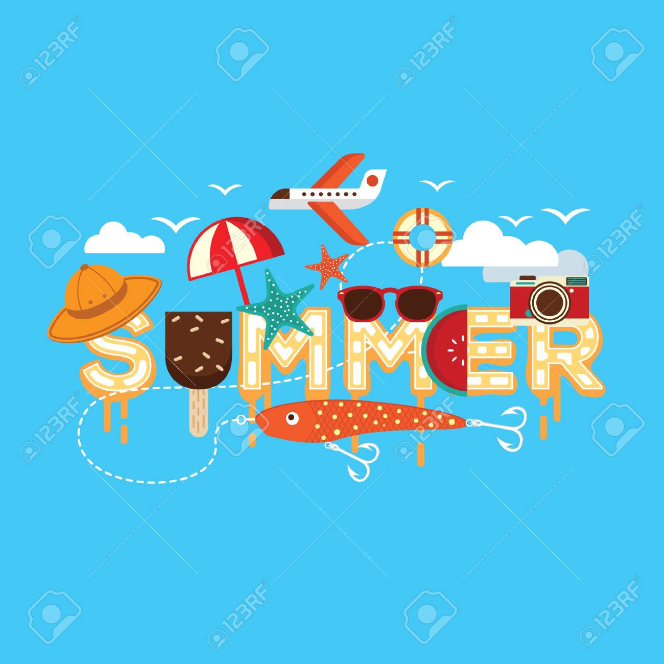 夏レタリング デザイン のイラスト素材 ベクタ Image