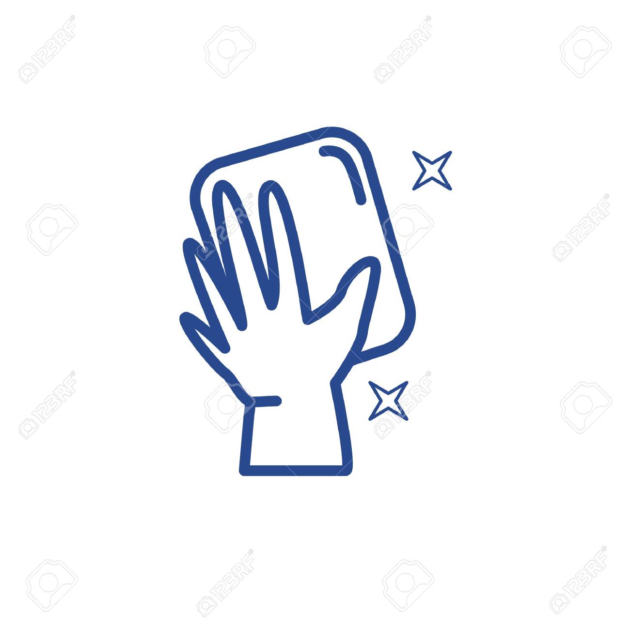 手袋をスポンジで拭くのイラスト素材 ベクタ Image