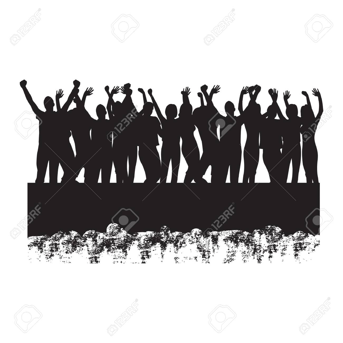 Silhouette Of People Cheering Royalty Free Cliparts Vectors And Stock Illustration Image