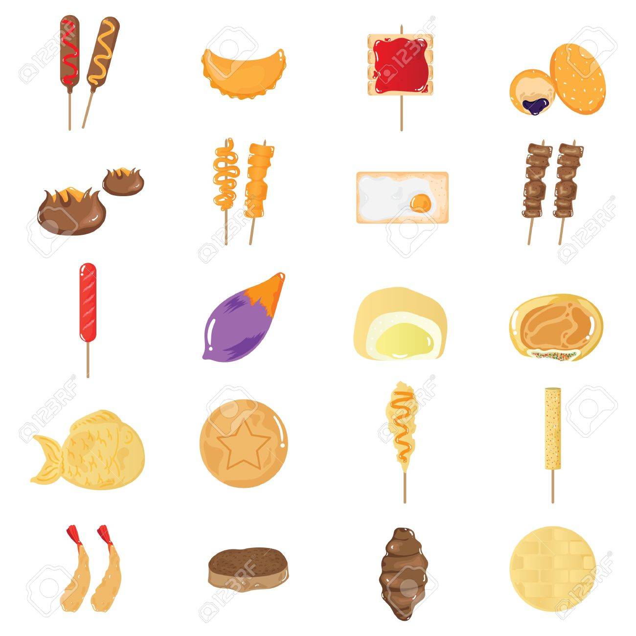 Collection Of South Korean Street Food Icons Royalty Free Cliparts