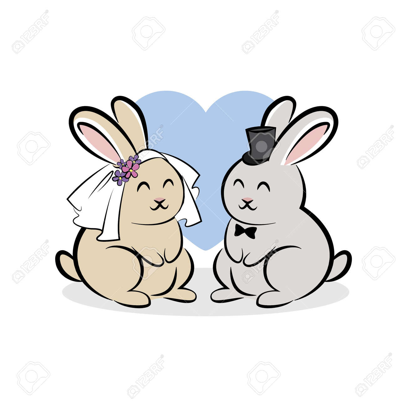 Wedding Of Rabbit Free Vector and graphic 185170840., image size:1300x1300