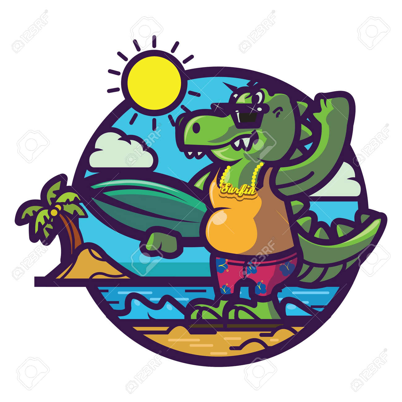 The cute dino girl does exercises. Cartoonish sport dinosaur jumping Stock  Vector