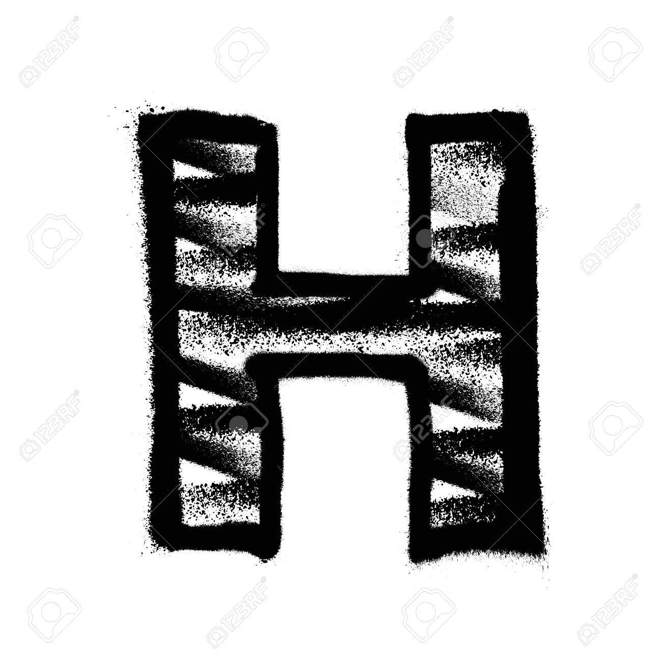 Letter H Graffiti Alphabet With Spray Lines And Overspray Vector Royalty Free Cliparts Vectors And Stock Illustration Image 138552007