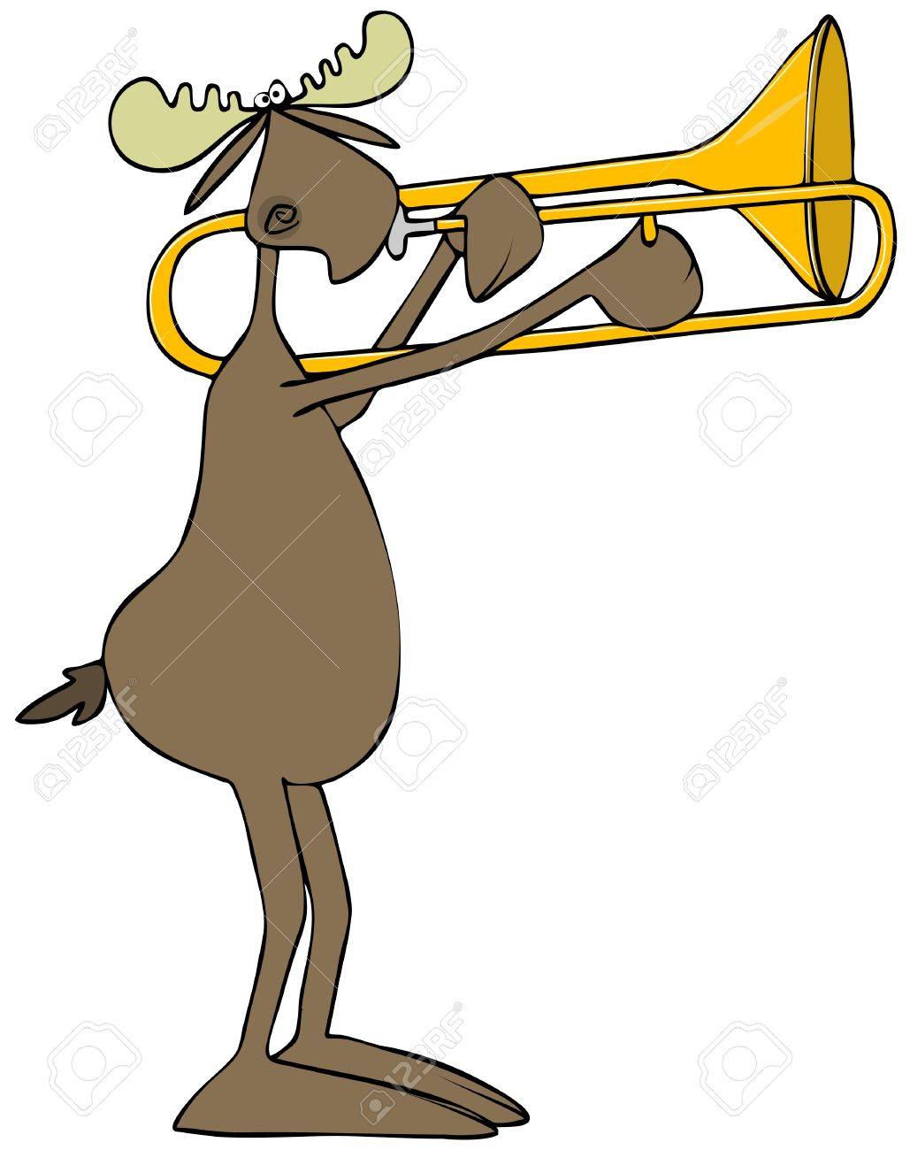 Illustration Of A Bull Moose Playing A Slide Trombone Stock Photo Picture And Royalty Free Image Image