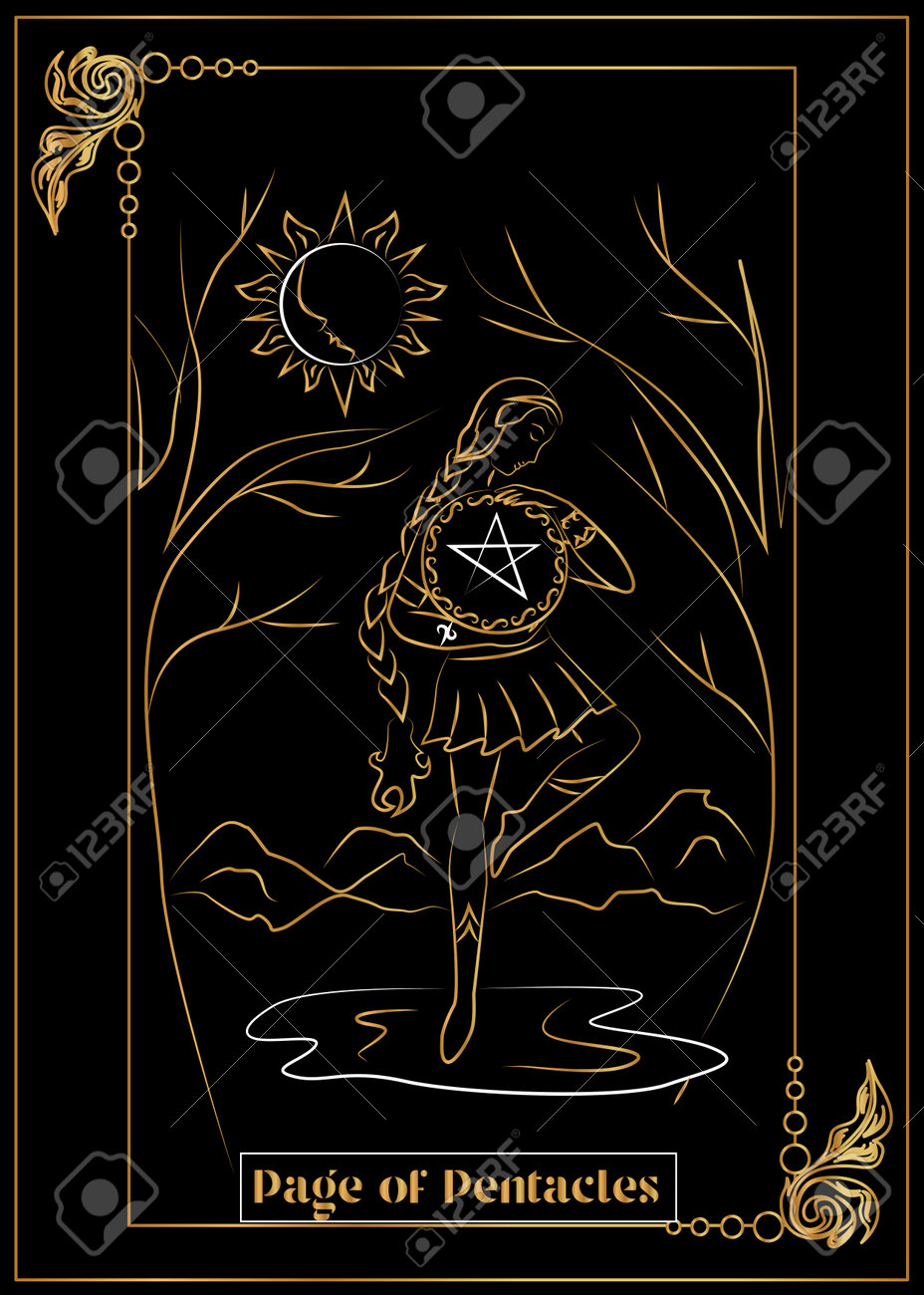 그림 - 타로 카드 - 펜타클 페이지. 로열티 무료 사진, 그림, 이미지 그리고 스톡포토그래피. Image 193391693