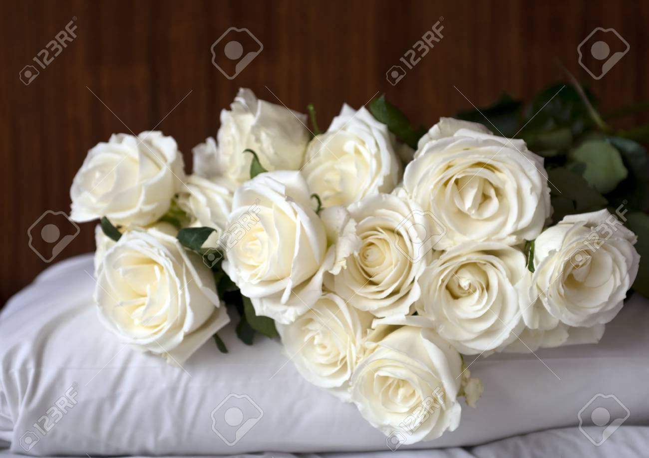 white rose pillow